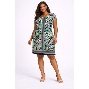 CB Established 1962 Floral Dress Size 16 Stretch Above Knee Casual Work